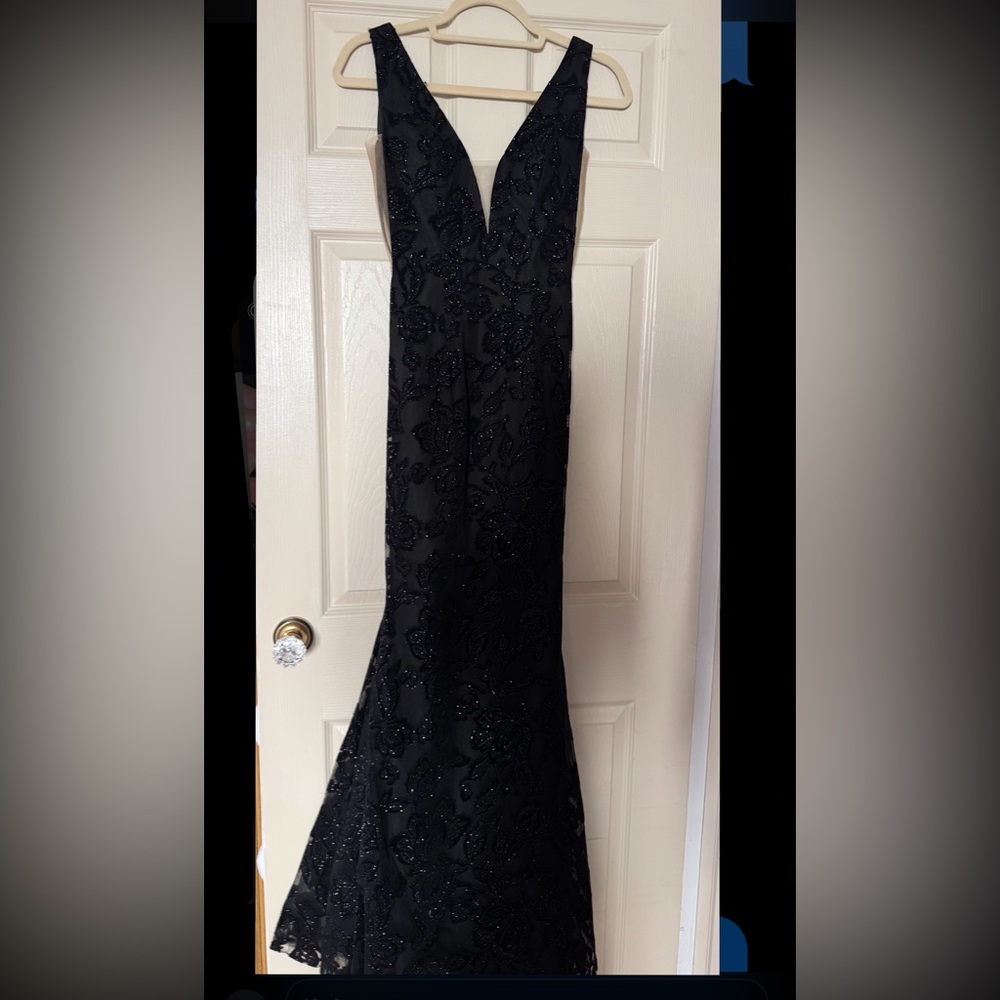 NWT Jovani Black V-Neck Maxi Gown